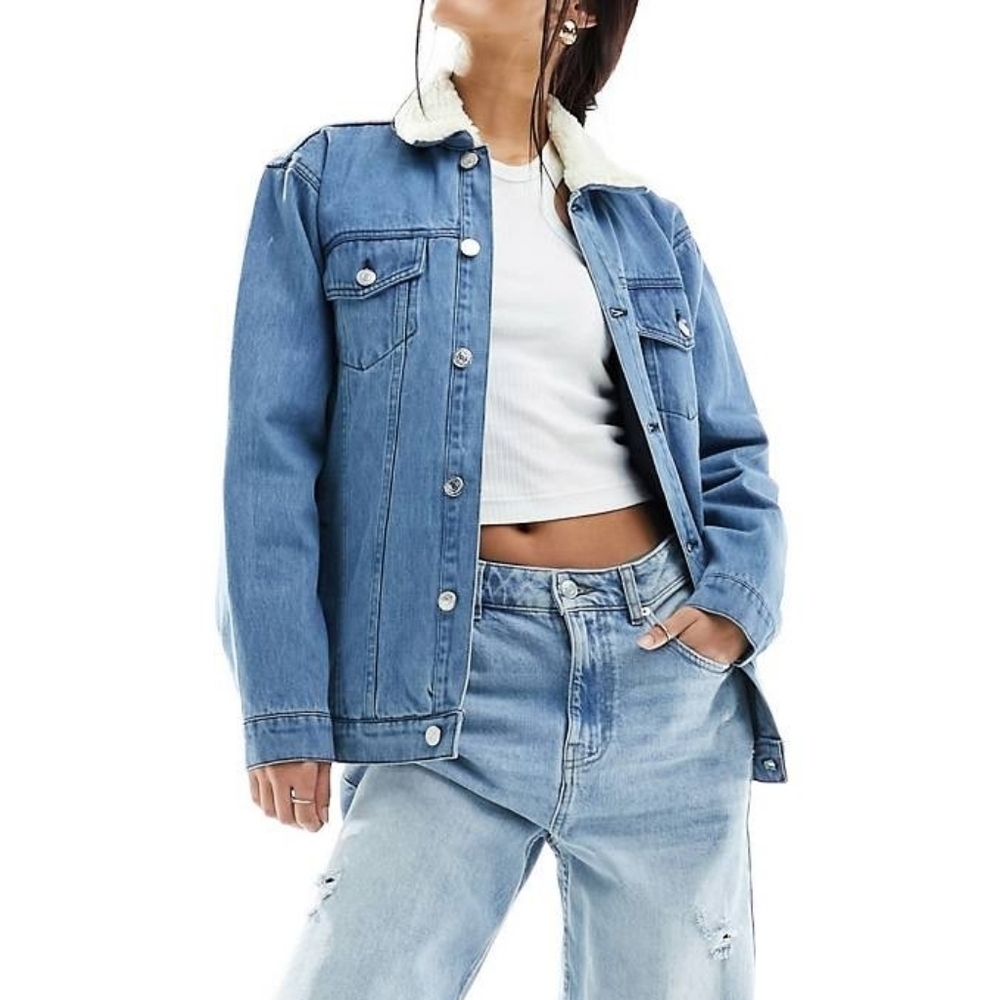 Bolongaro Trevor denim jacket with faux sherling